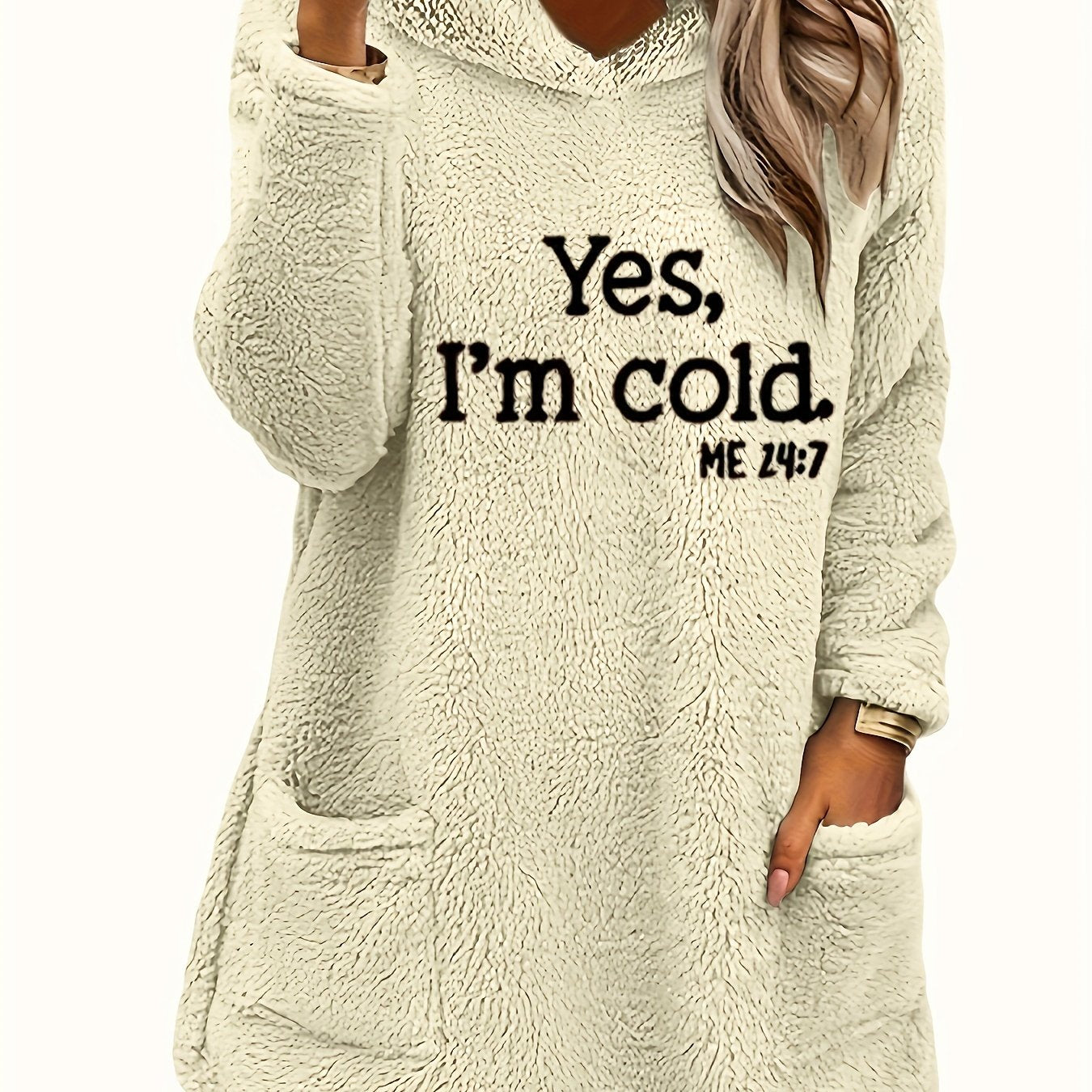 Marilina - Sweatshirt van Pluche met Hoodie en Print
