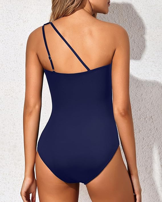 Zenia - Getailleerde one-shoulder badpak