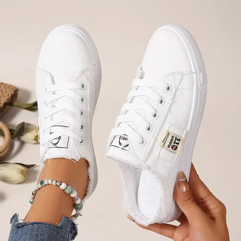 Cyrelia - Trendy en comfortabele platte veterschoenen van canvas die overal bij passen