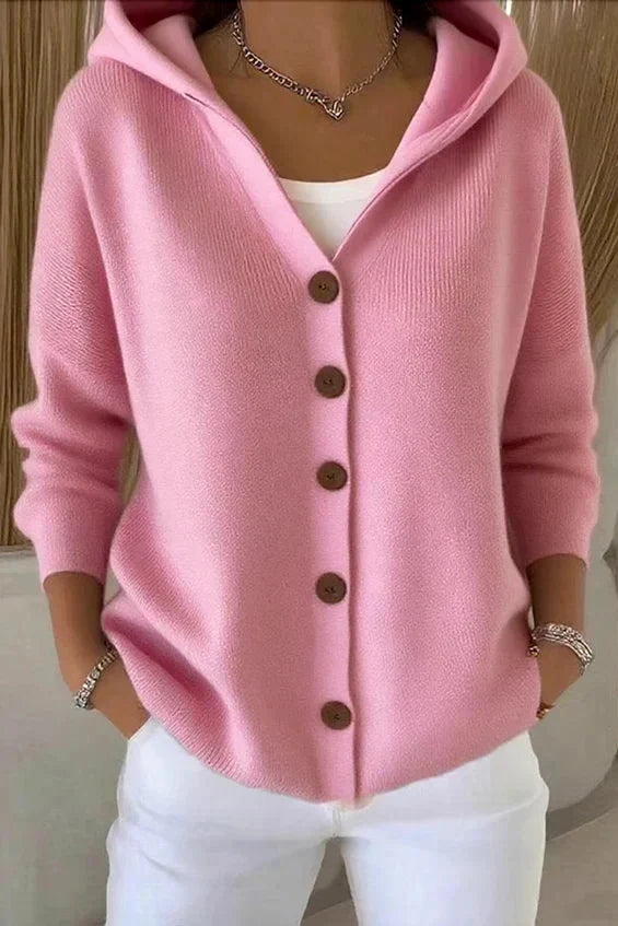 Laraine - Dames hoodie cardigan met knopen en ruime pasvorm