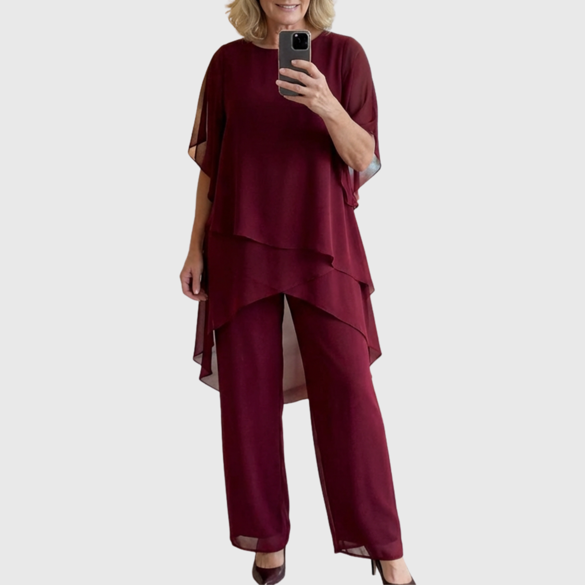 Fosira - Elegante Dames Set met Drapé Palazzo Broek