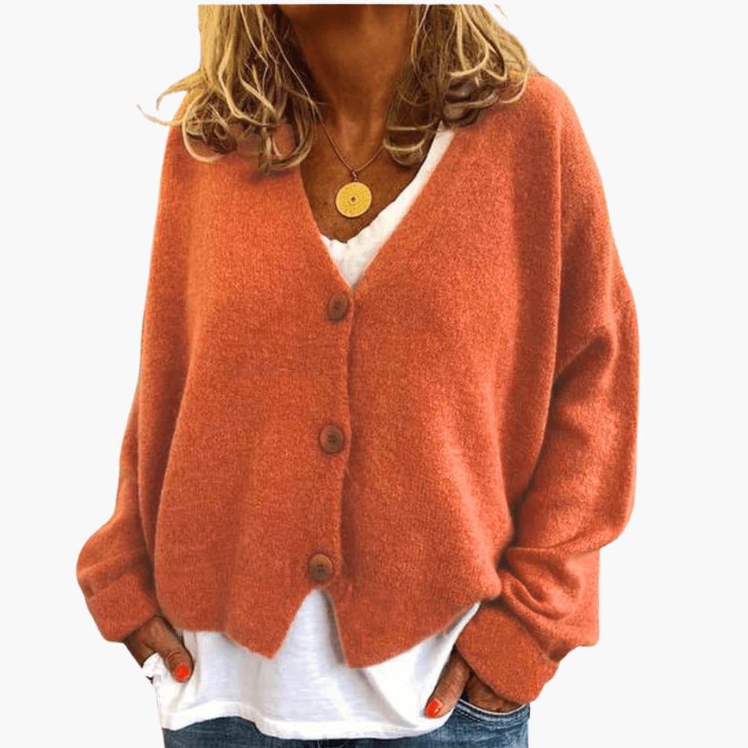 Sixtine - Dames gebreide cardigan met knopen in een casual zachte pasvorm