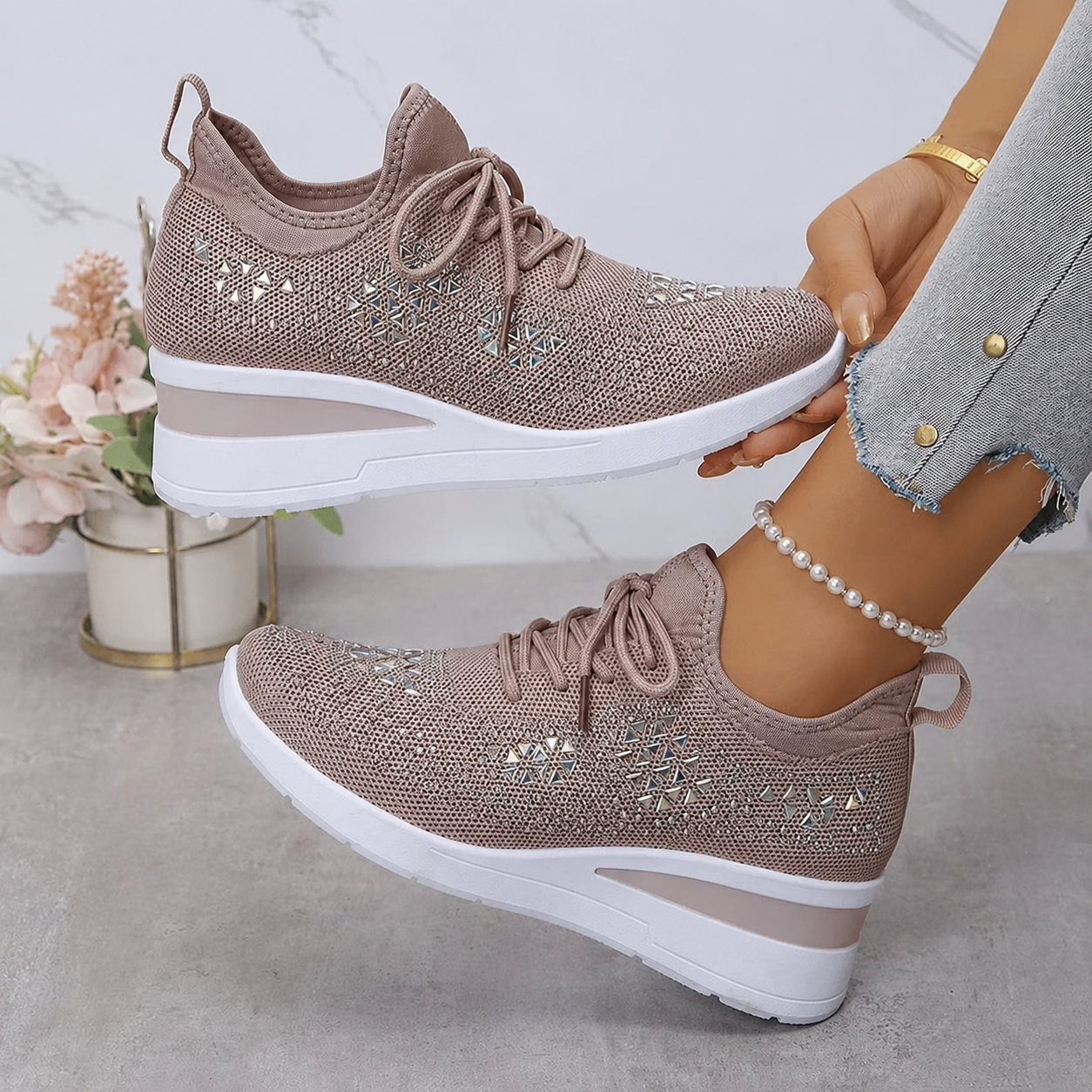 Esmeralda - Dames sneakers met comfortabele hak en ademend mesh