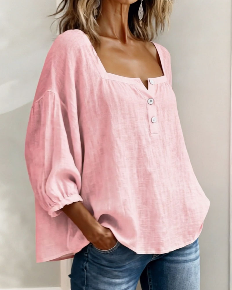 Glyressa - Elegante Damesblouse met Vierkante Hals
