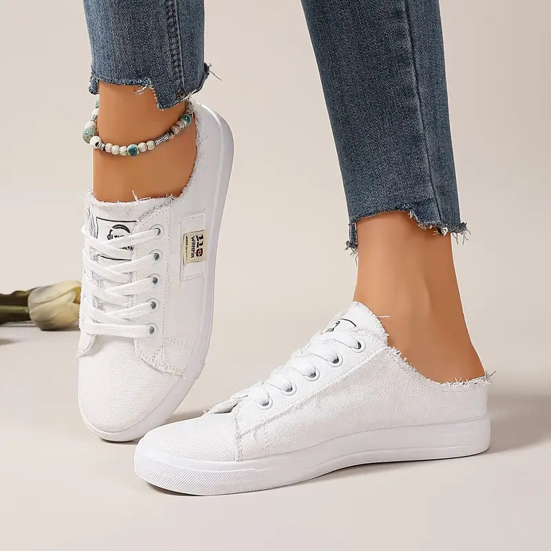 Cyrelia - Trendy en comfortabele platte veterschoenen van canvas die overal bij passen