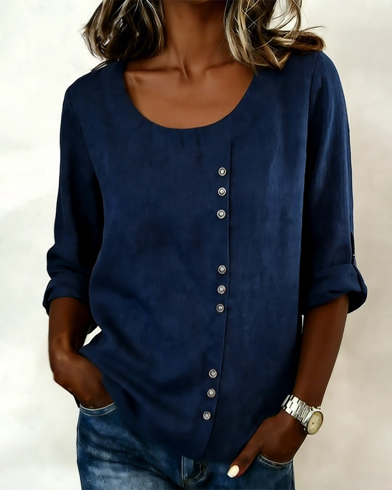 Quillane - T-shirt met Ronde Hals en Lange Mouwen
