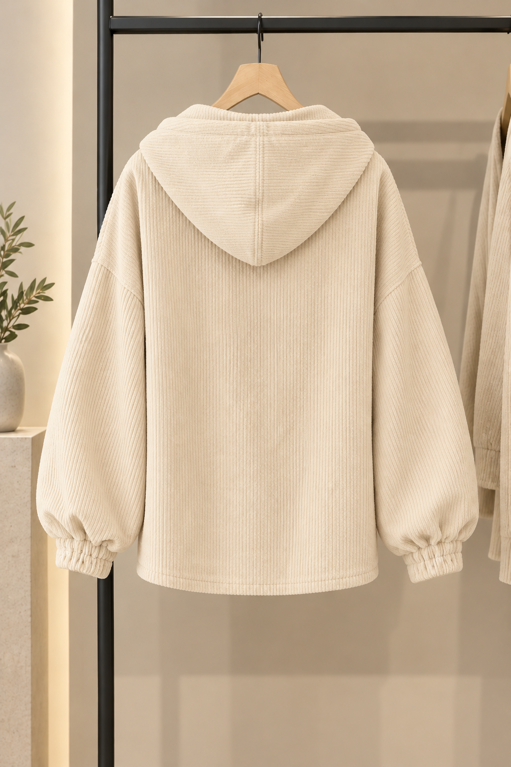 Berber - Dames oversized vest met ribfluweel effect en capuchon