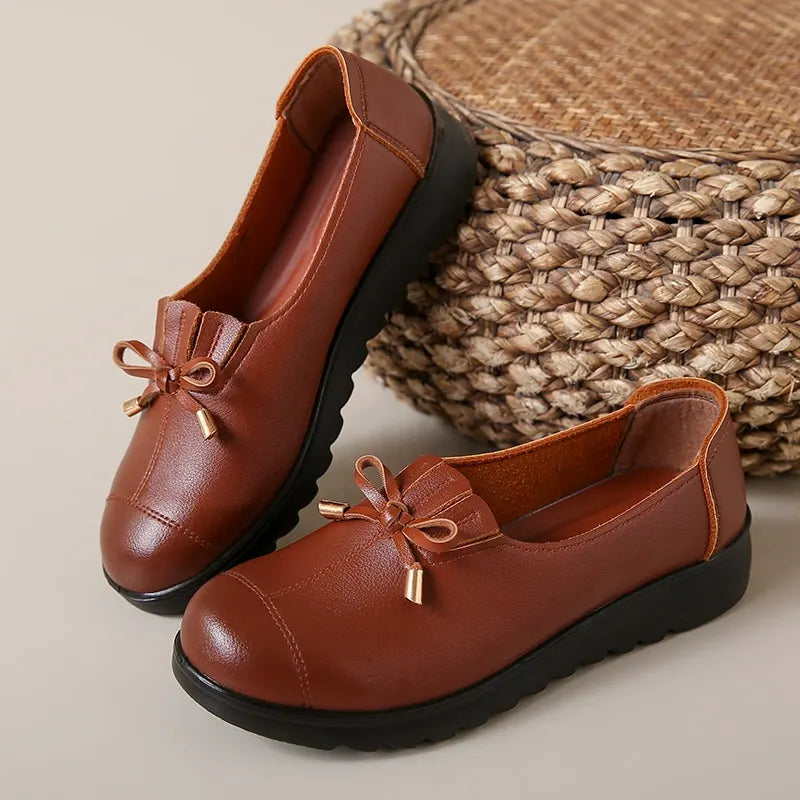 Nieske - Comfortabele Dames Instap Mocassins met Strik en Plateauzool