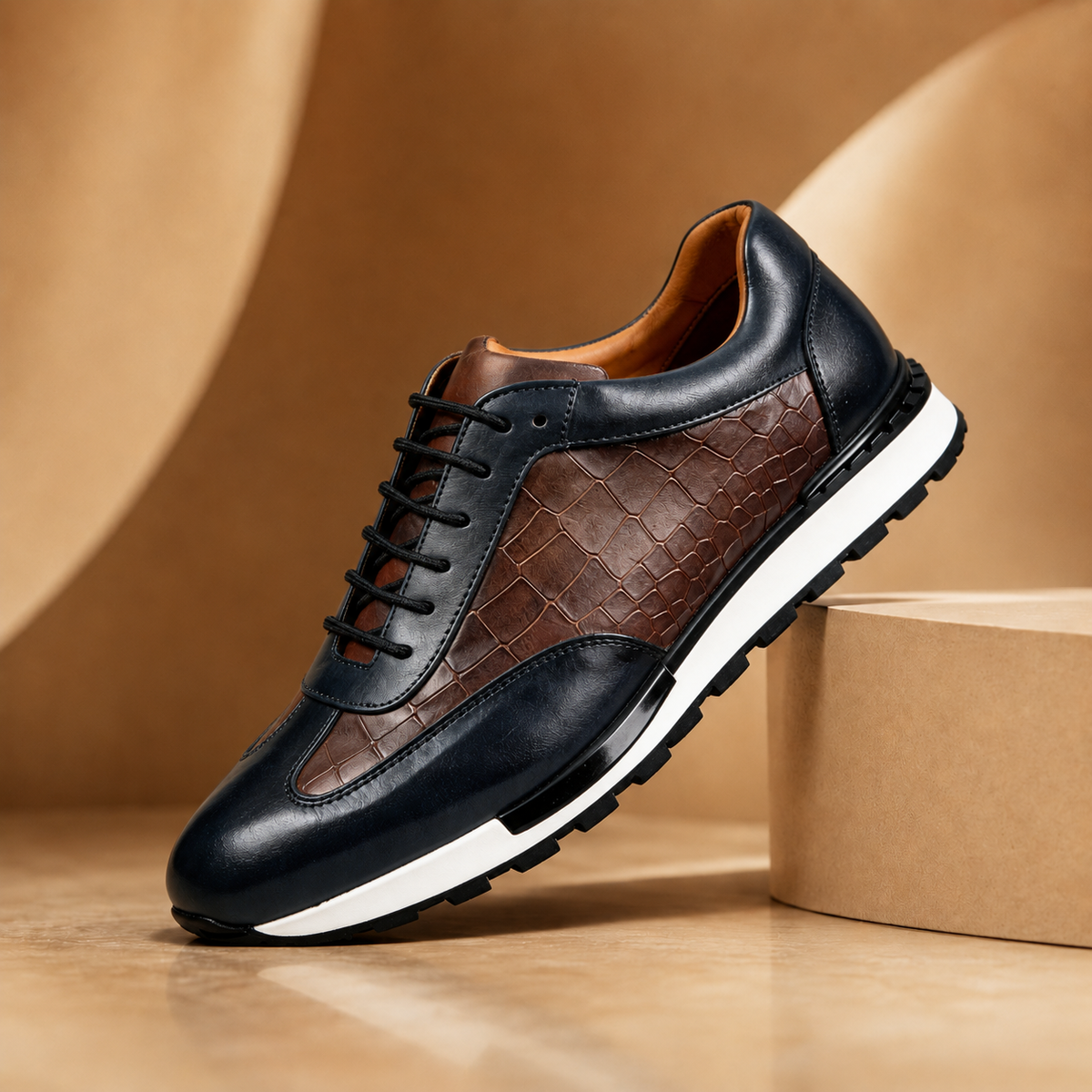 Samuel - Heren sneakers van echt leer met elegante veters