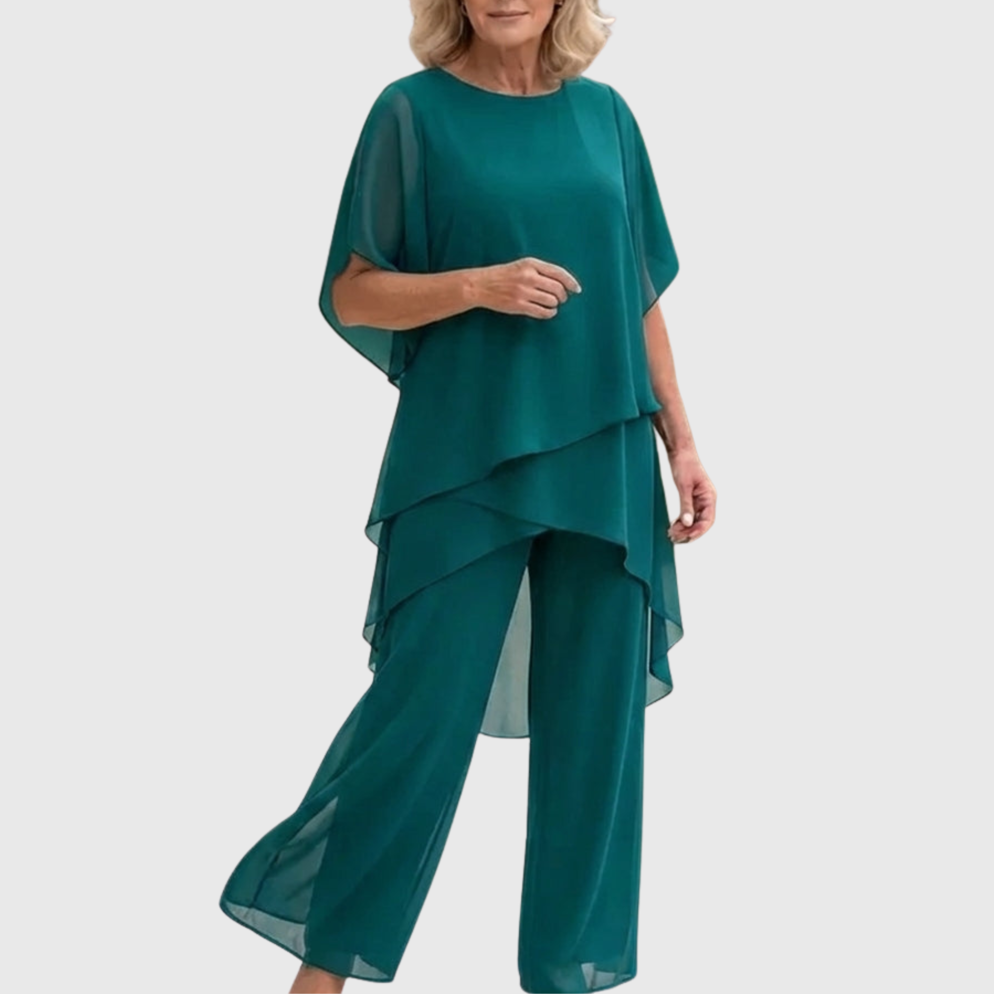 Fosira - Elegante Dames Set met Drapé Palazzo Broek