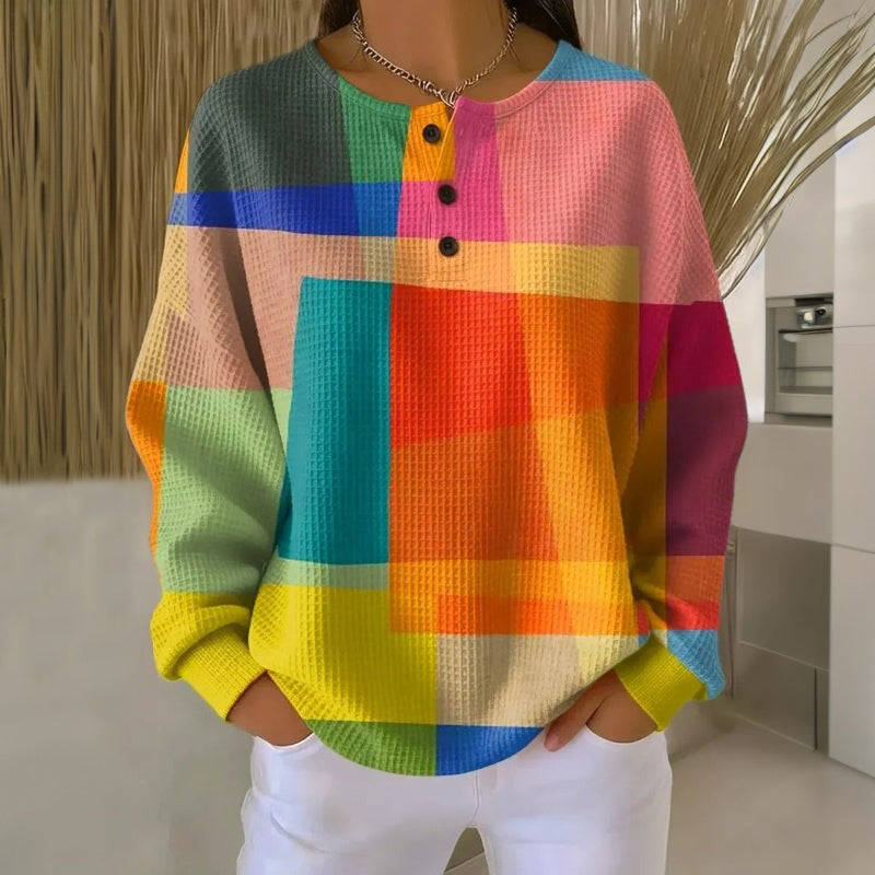 Louison - Kleurige dames sweatshirt met knopen