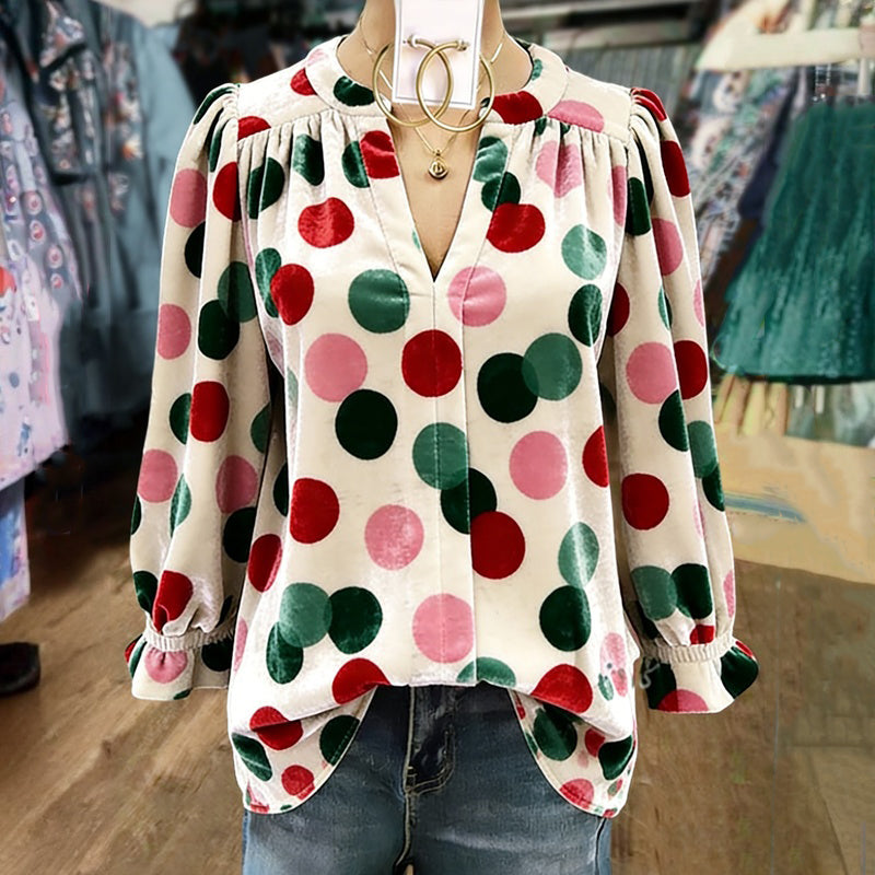 Quaryne - Vintage Blouse met Stippen