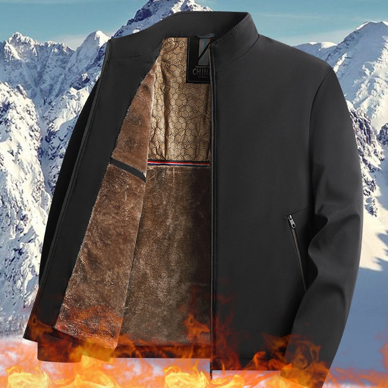 Jacob - Heren warme zip-up jas met beschermende hoge kraag