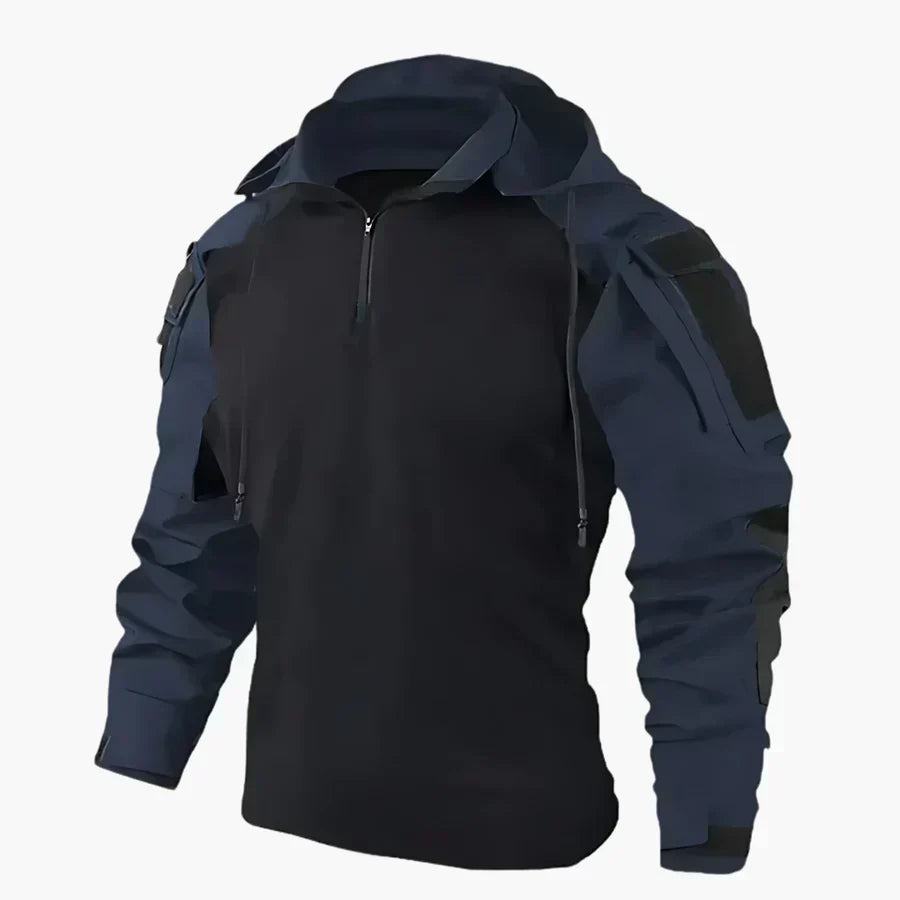 Isaac - Heren outdoor sweatshirt met capuchon en contrasterende mouwen