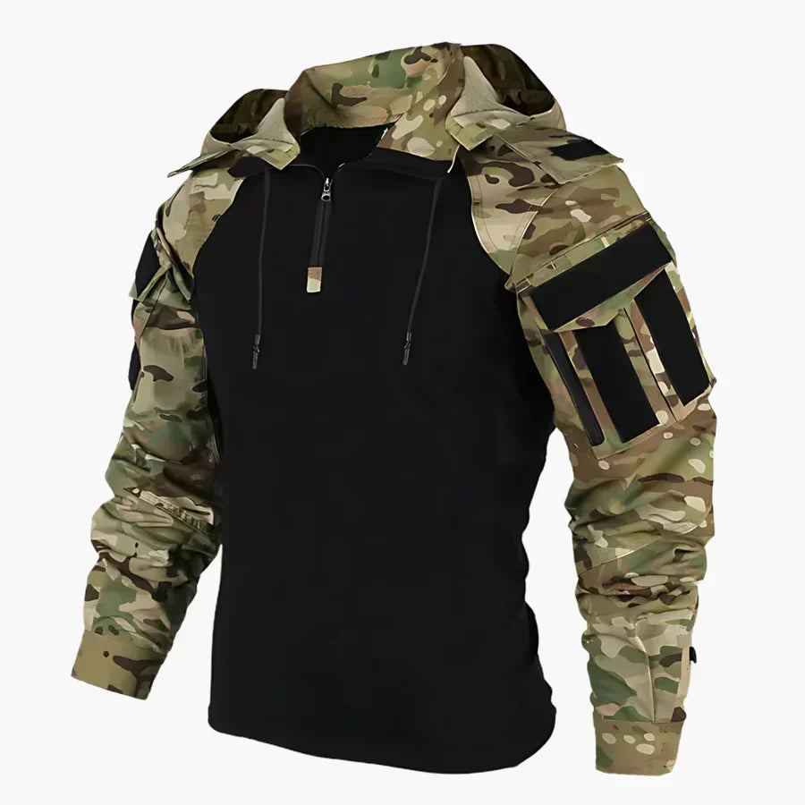 Isaac - Heren outdoor sweatshirt met capuchon en contrasterende mouwen