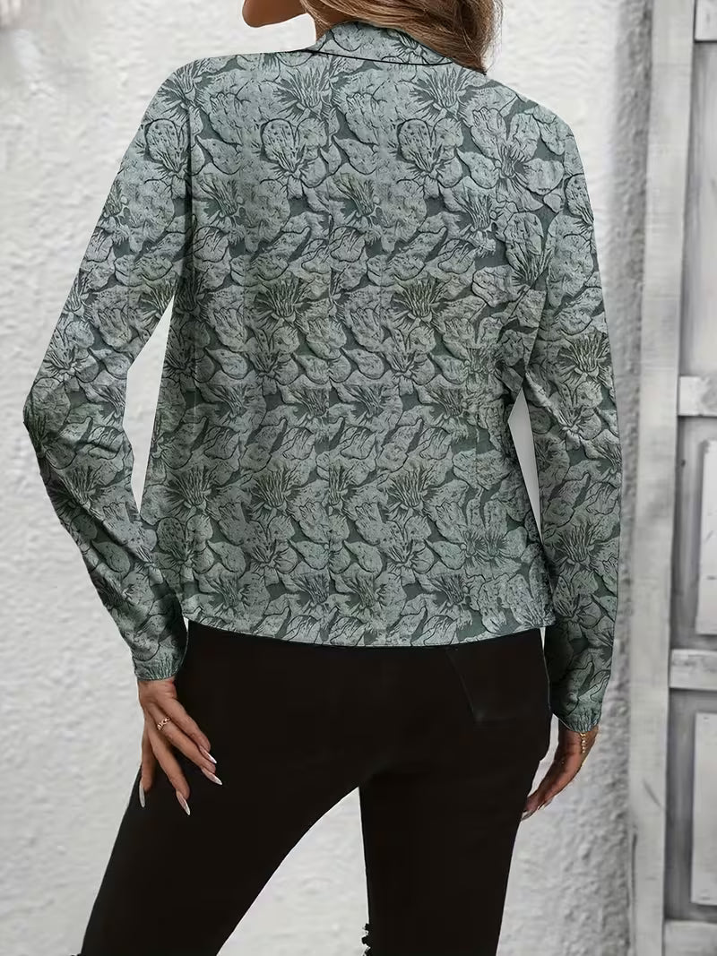 Mylène - Damesblazer met bloemenprint, gestructureerde kraag en lange mouwen