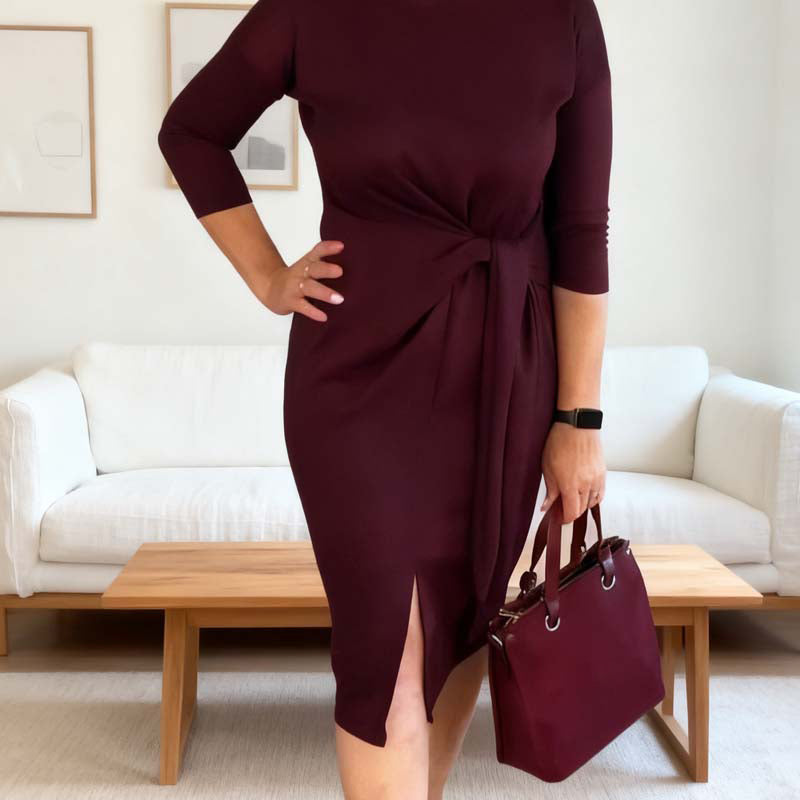 Marialisse - Elegante Midi-Jurk met Strik en Chique Split