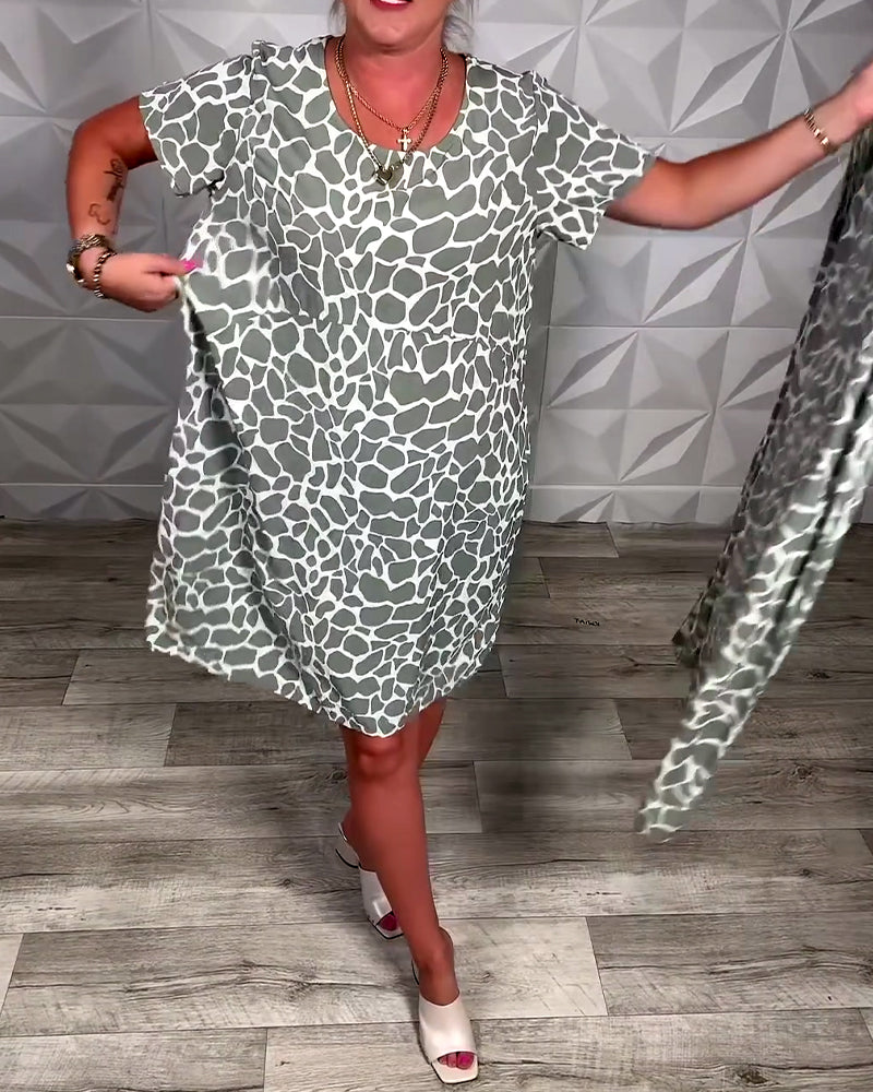 Jynorix - Casual damesjurk met rechte snit en ronde hals