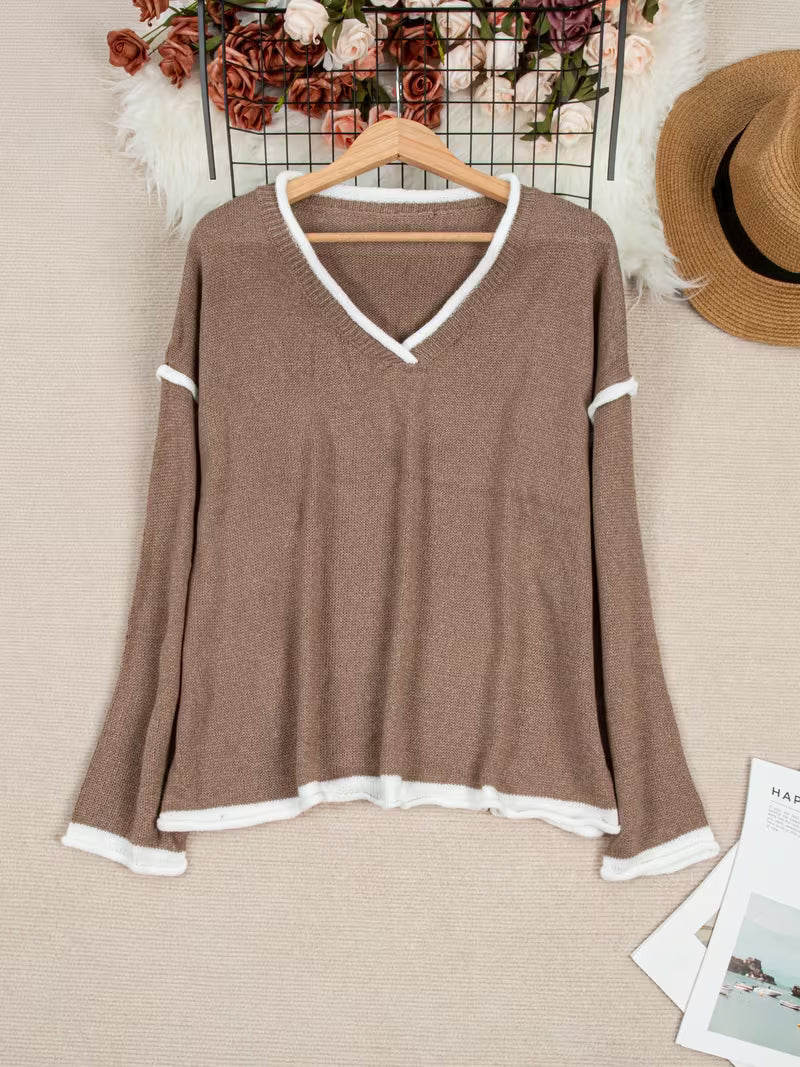 Gwenetta - V-hals Casual Trui met Lange Mouwen