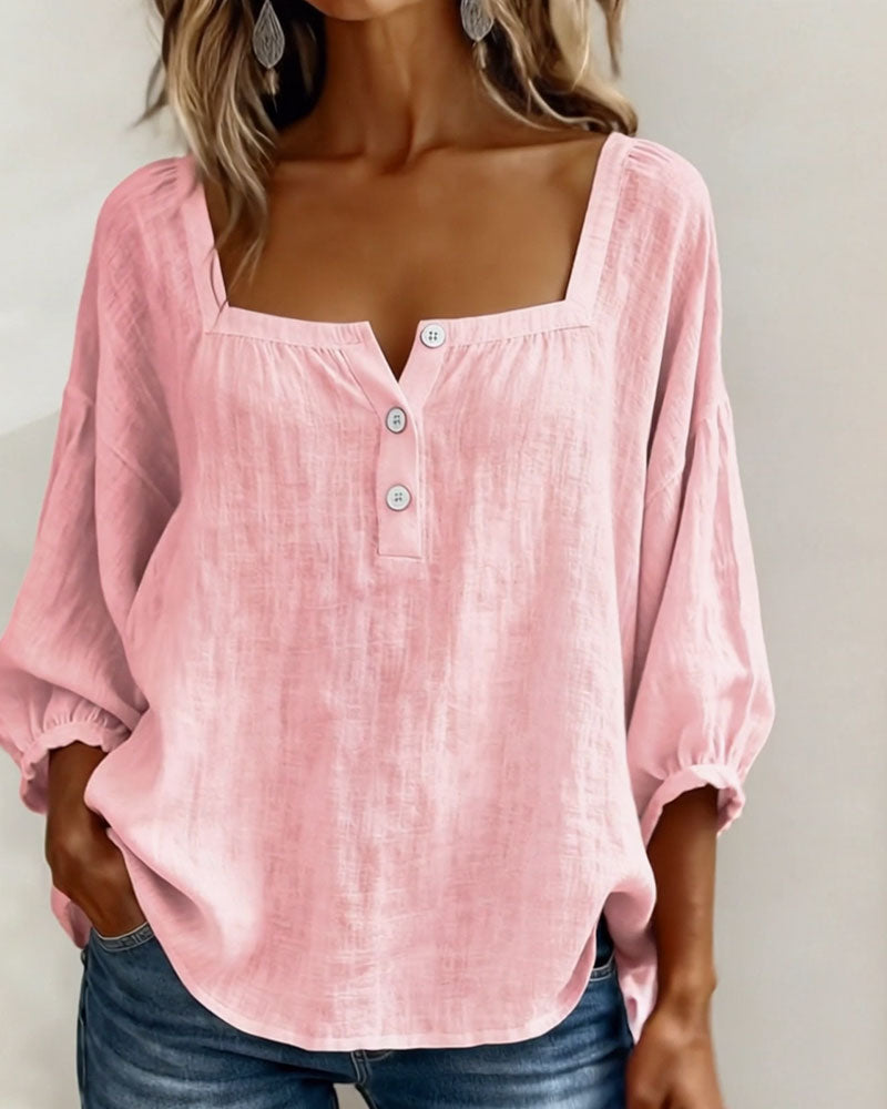 Glyressa - Elegante Damesblouse met Vierkante Hals