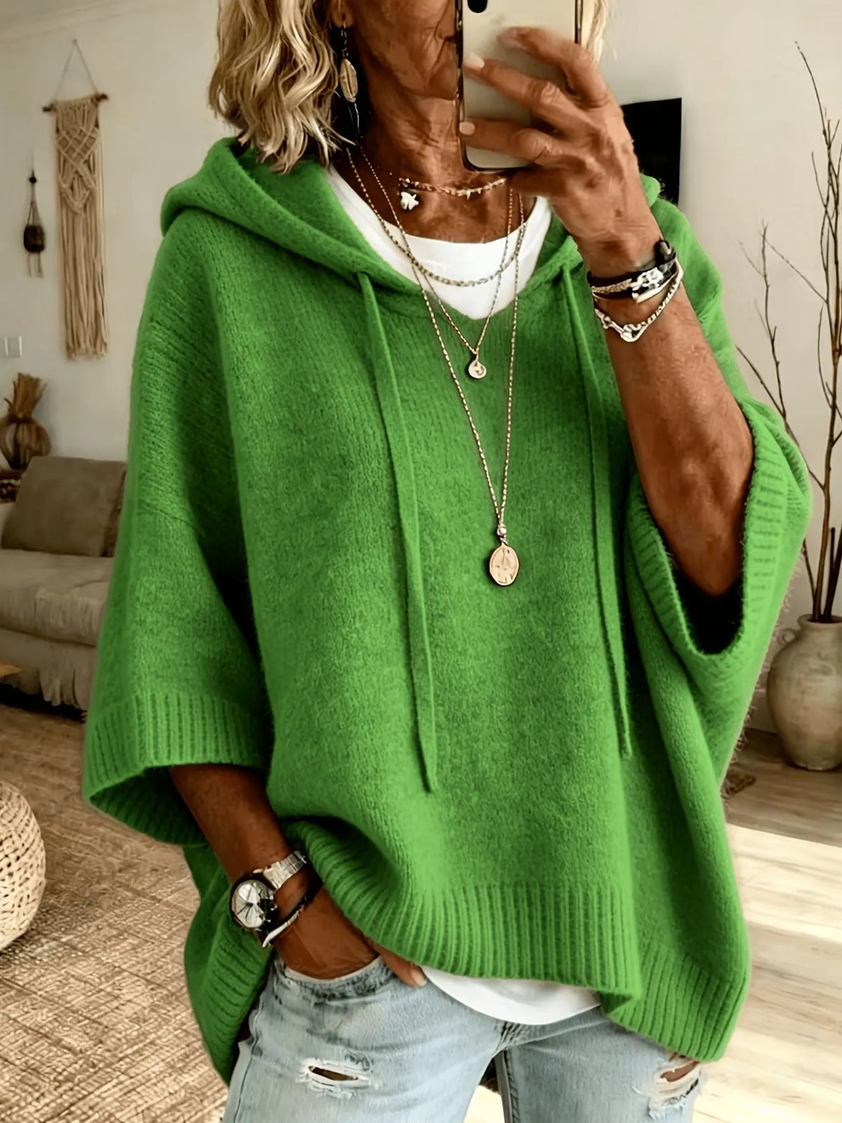 Vérène - Dames oversized hoodie van zachte brei