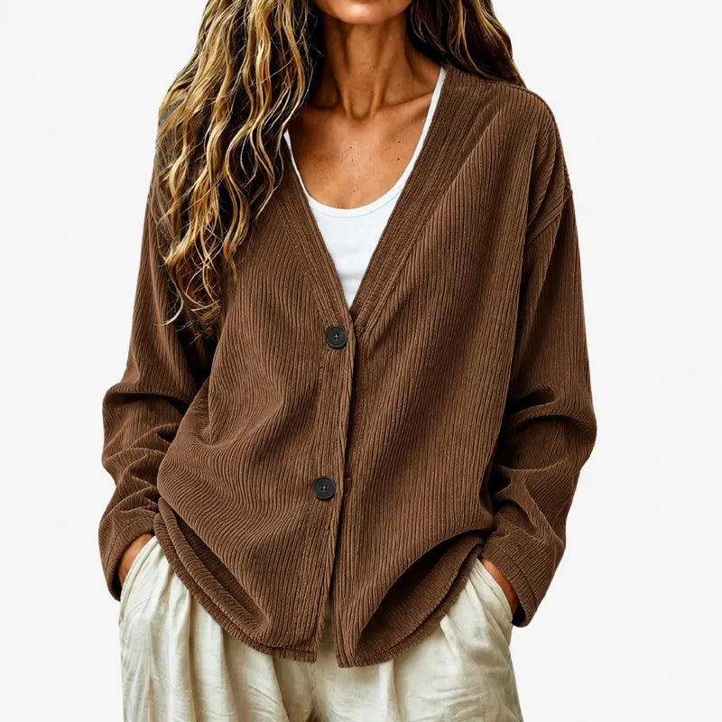 Priscilla - Dames cardigan met V-hals en ruime pasvorm