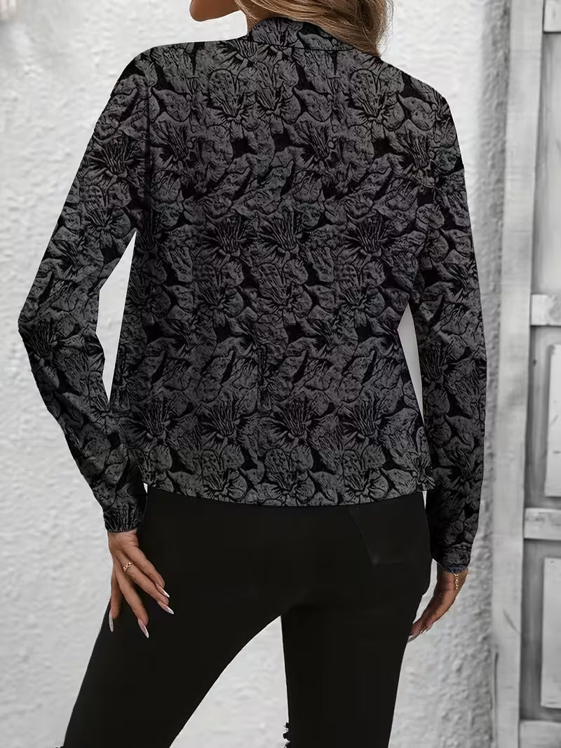 Mylène - Damesblazer met bloemenprint, gestructureerde kraag en lange mouwen