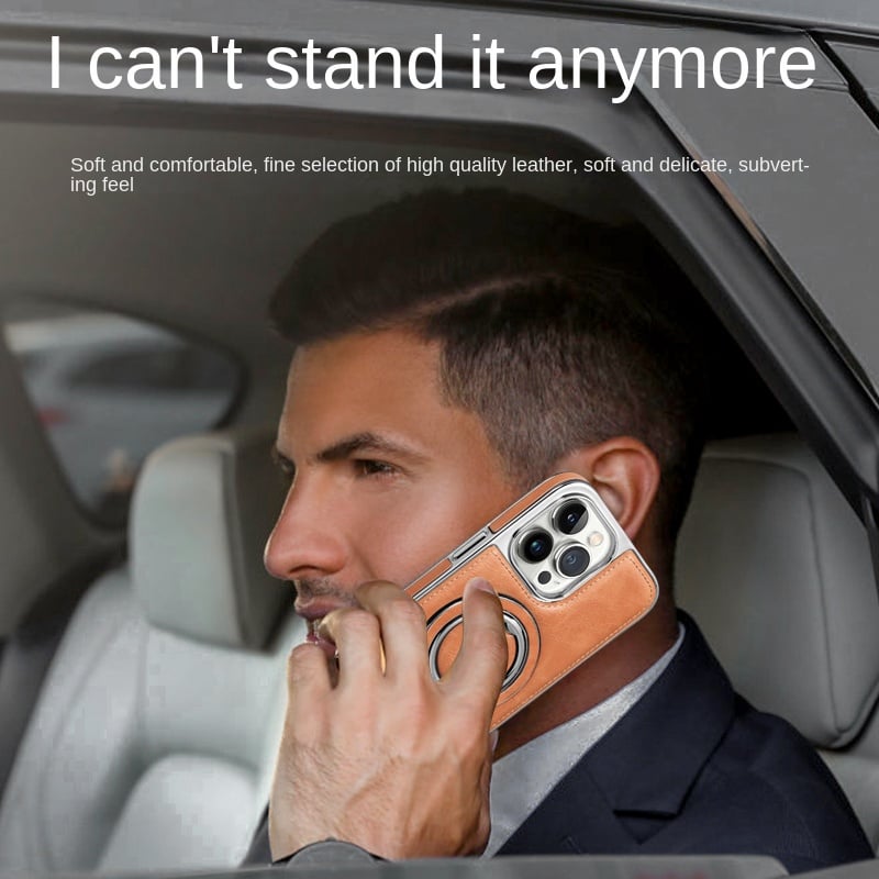 Jalira - Luxe lederen iPhone-hoesje met onzichtbare standaard