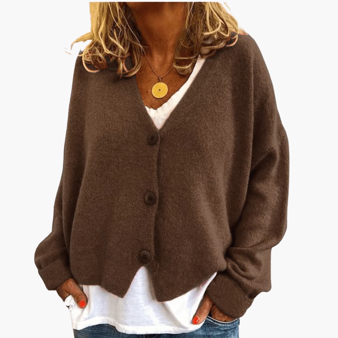 Sixtine - Dames gebreide cardigan met knopen in een casual zachte pasvorm