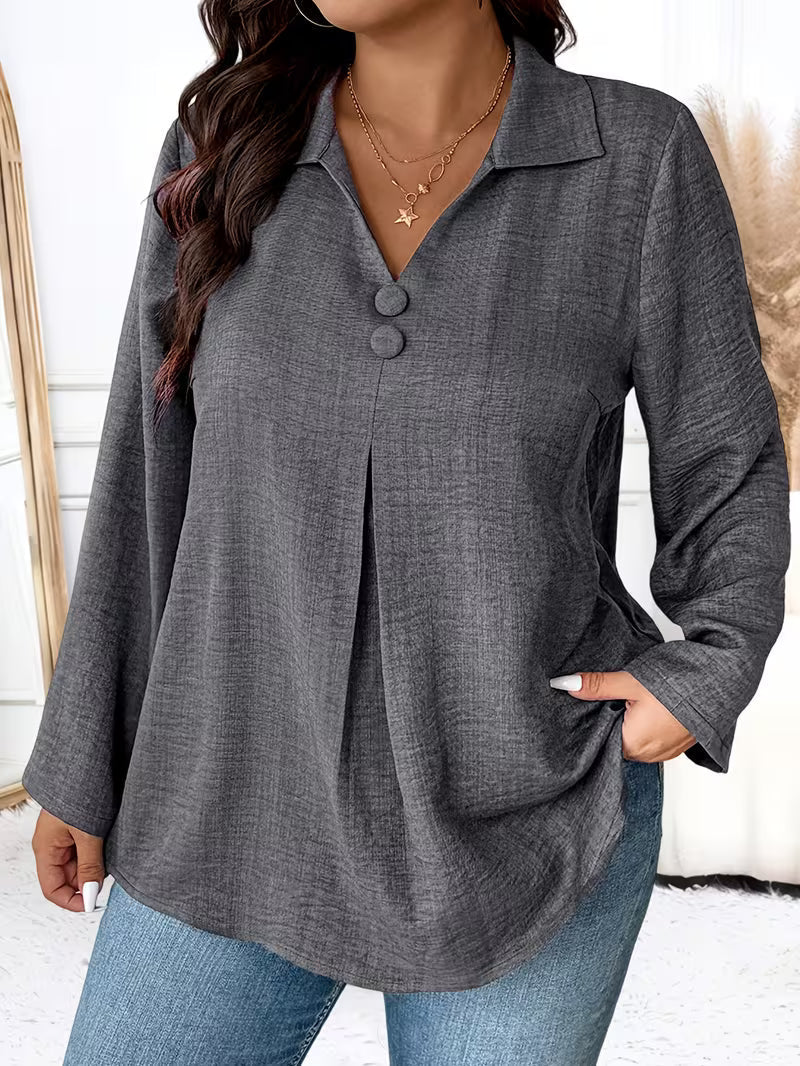 Elmyra - Elegante Knopfloze Fluid Chemise