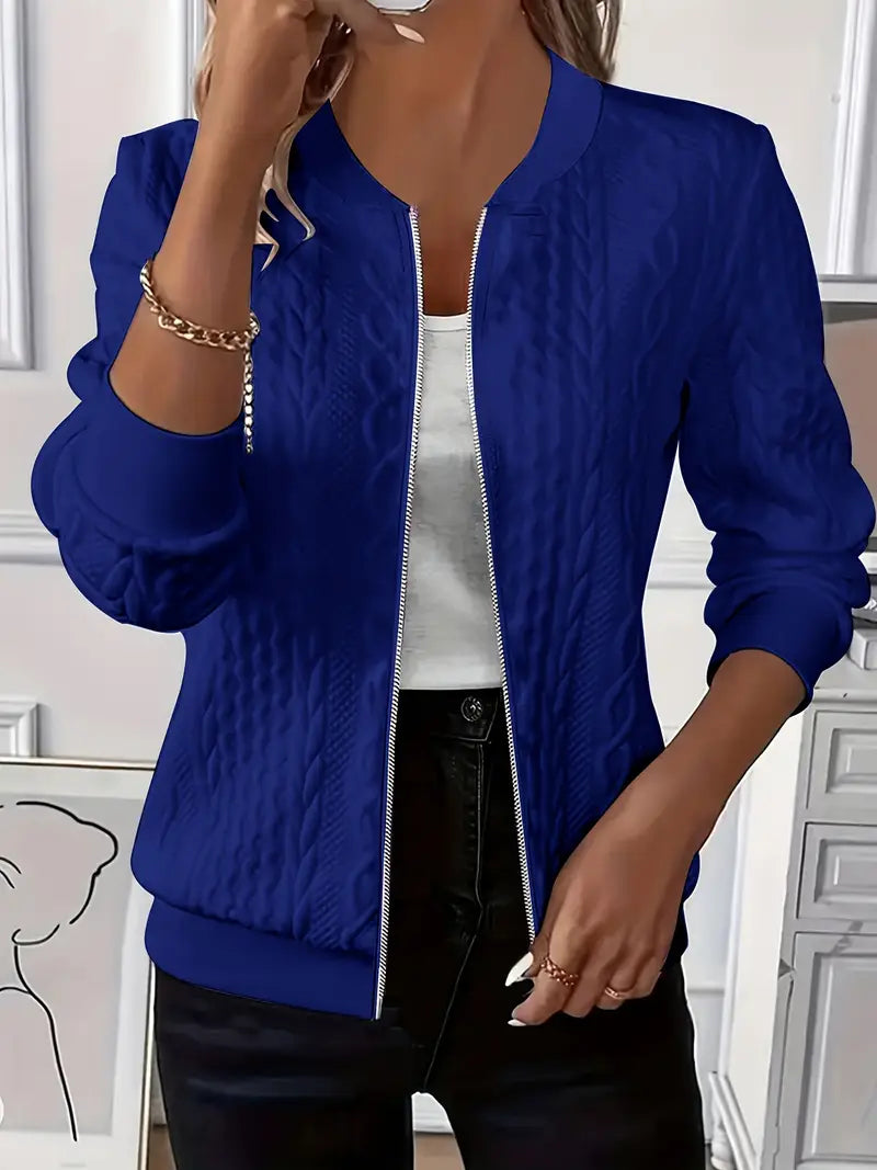 Elanisse - Casual damesjas met baseballkraag, ritssluiting, gestructureerde stof