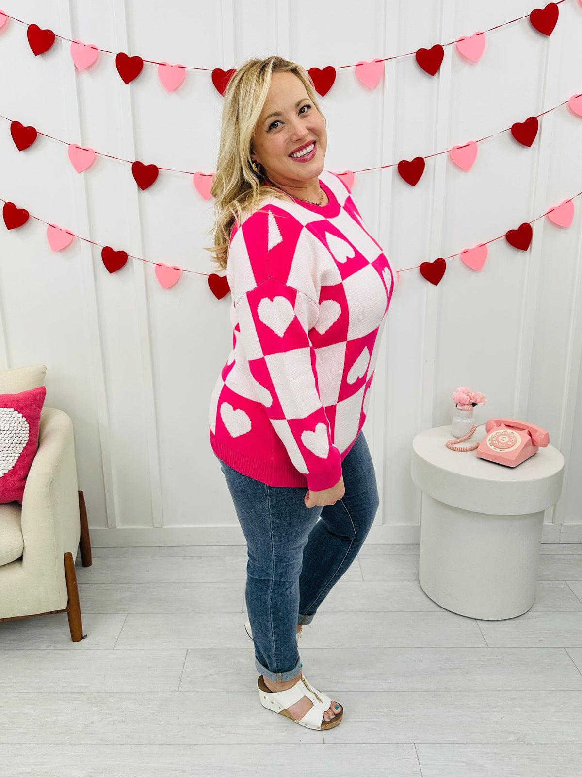 Ottilie - Trui met Geruite Hartjes voor Valentijn