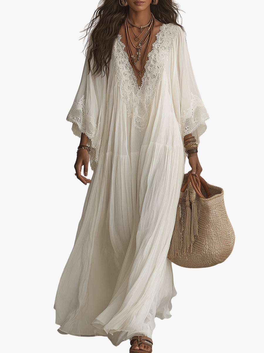 Juul - Maxi jurk voor dames in boho stijl met verfijnde kant