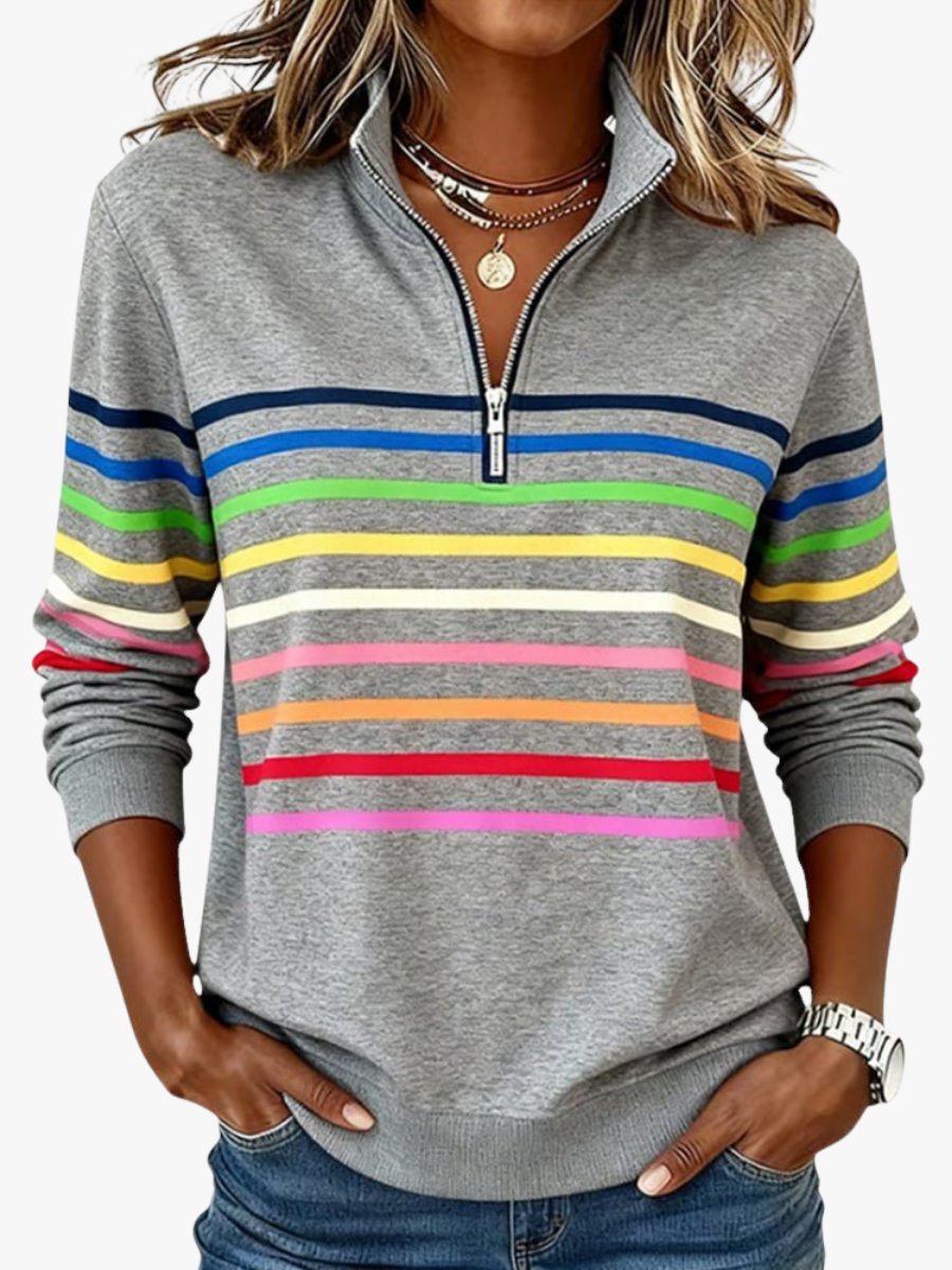 Josette - Dames sweatshirt met halve rits en ruime pasvorm