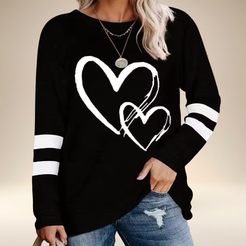Faloria - Oversized Sweatshirt voor Dames met Hartprint