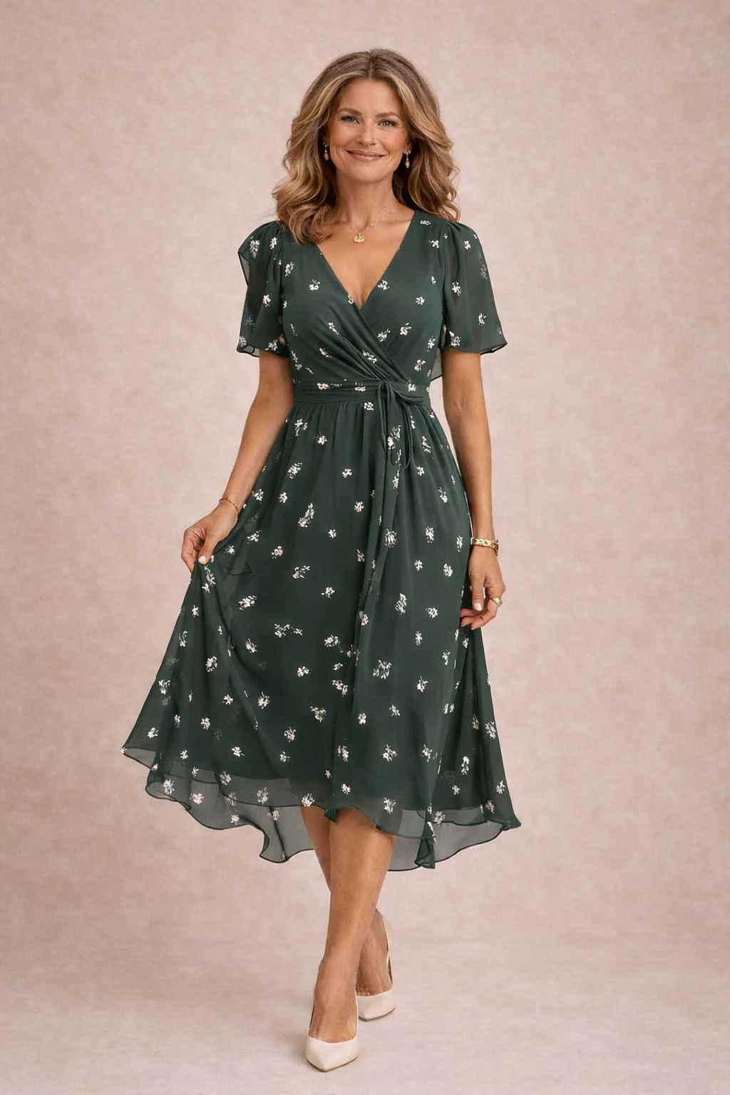 Kaedra - Elegante Bloemen Jurk Met Vloeiende Pasvorm