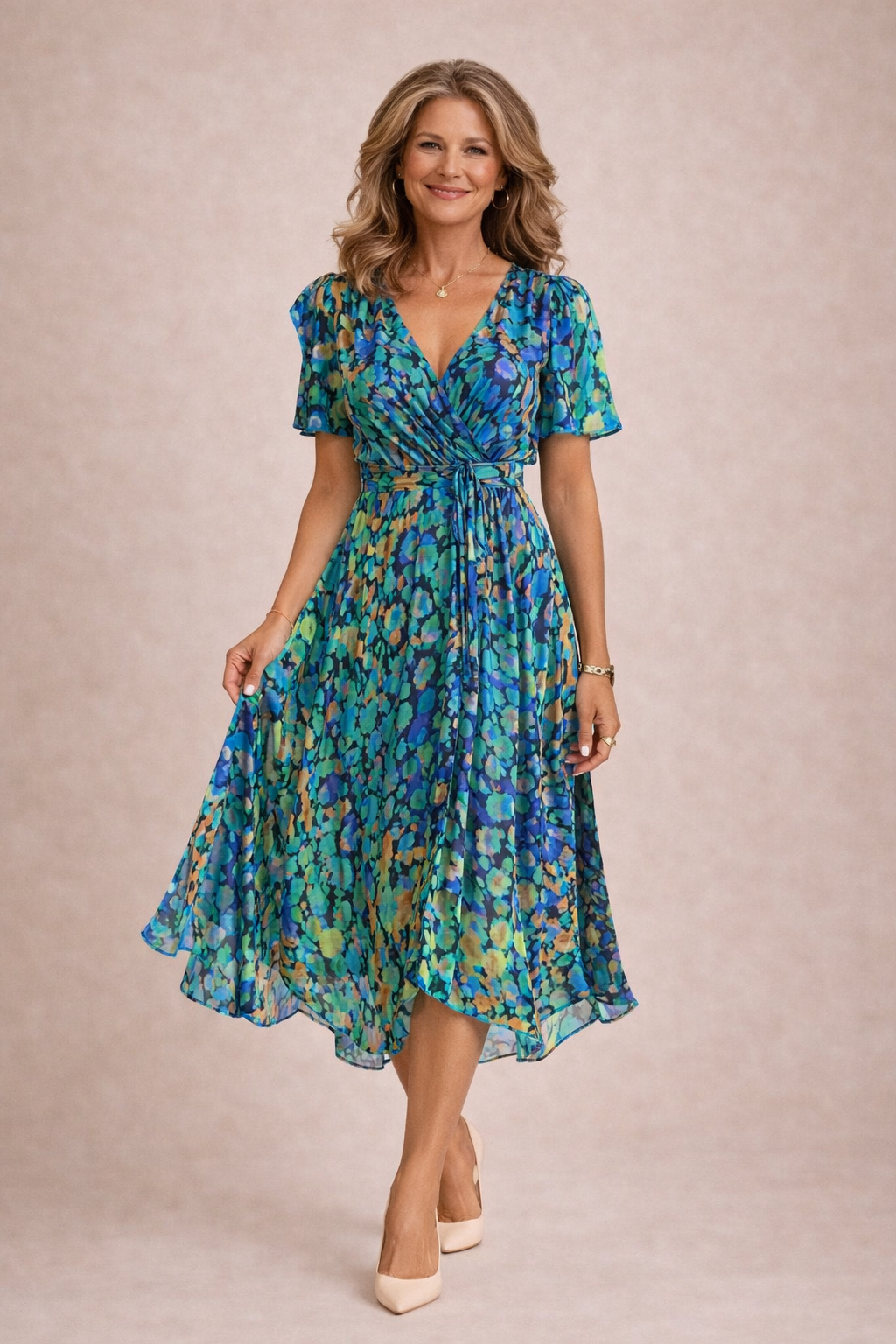 Kaedra - Elegante Bloemen Jurk Met Vloeiende Pasvorm