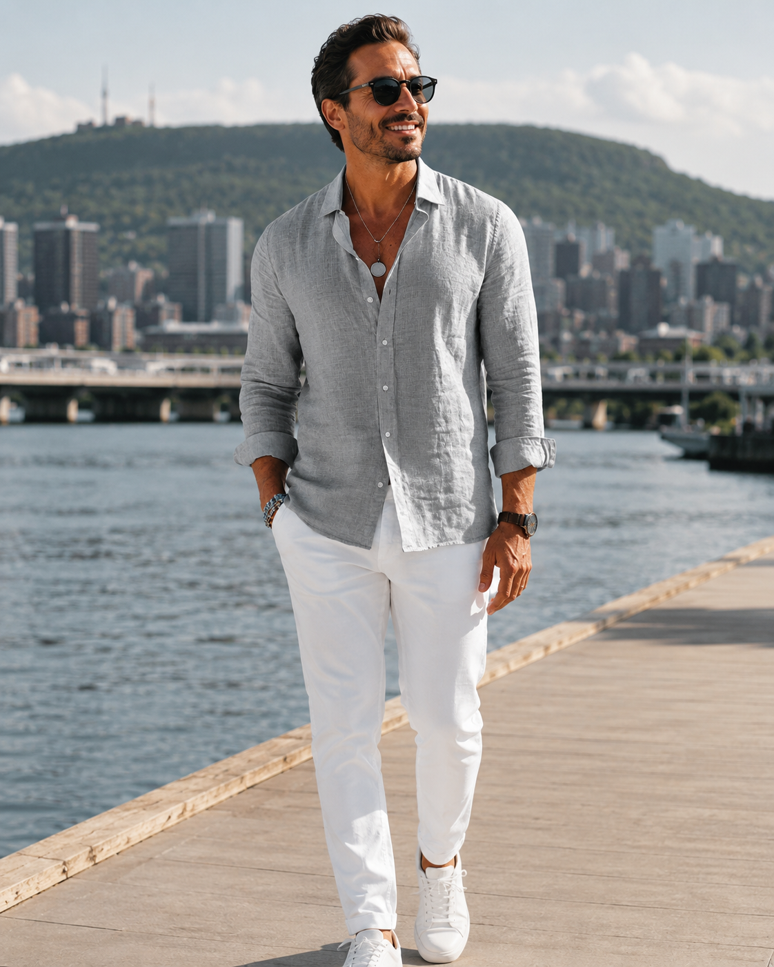 Lucien - Lichte herenoverhemd van katoen-polyester voor de zomer