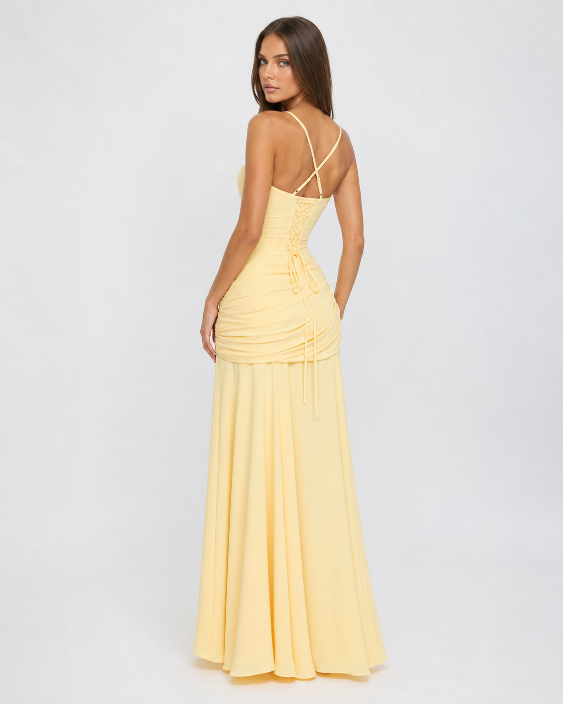 Noreia - Maxi jurk voor dames met een vierkante halslijn en strikdetail op de rug
