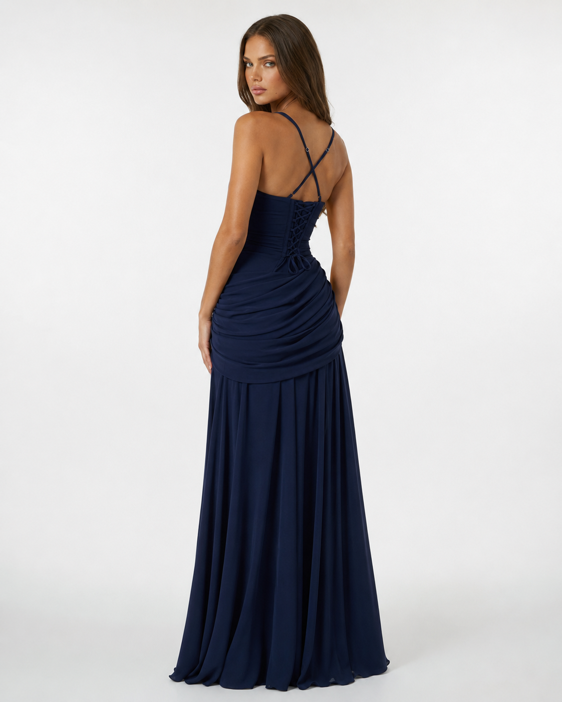 Noreia - Maxi jurk voor dames met een vierkante halslijn en strikdetail op de rug
