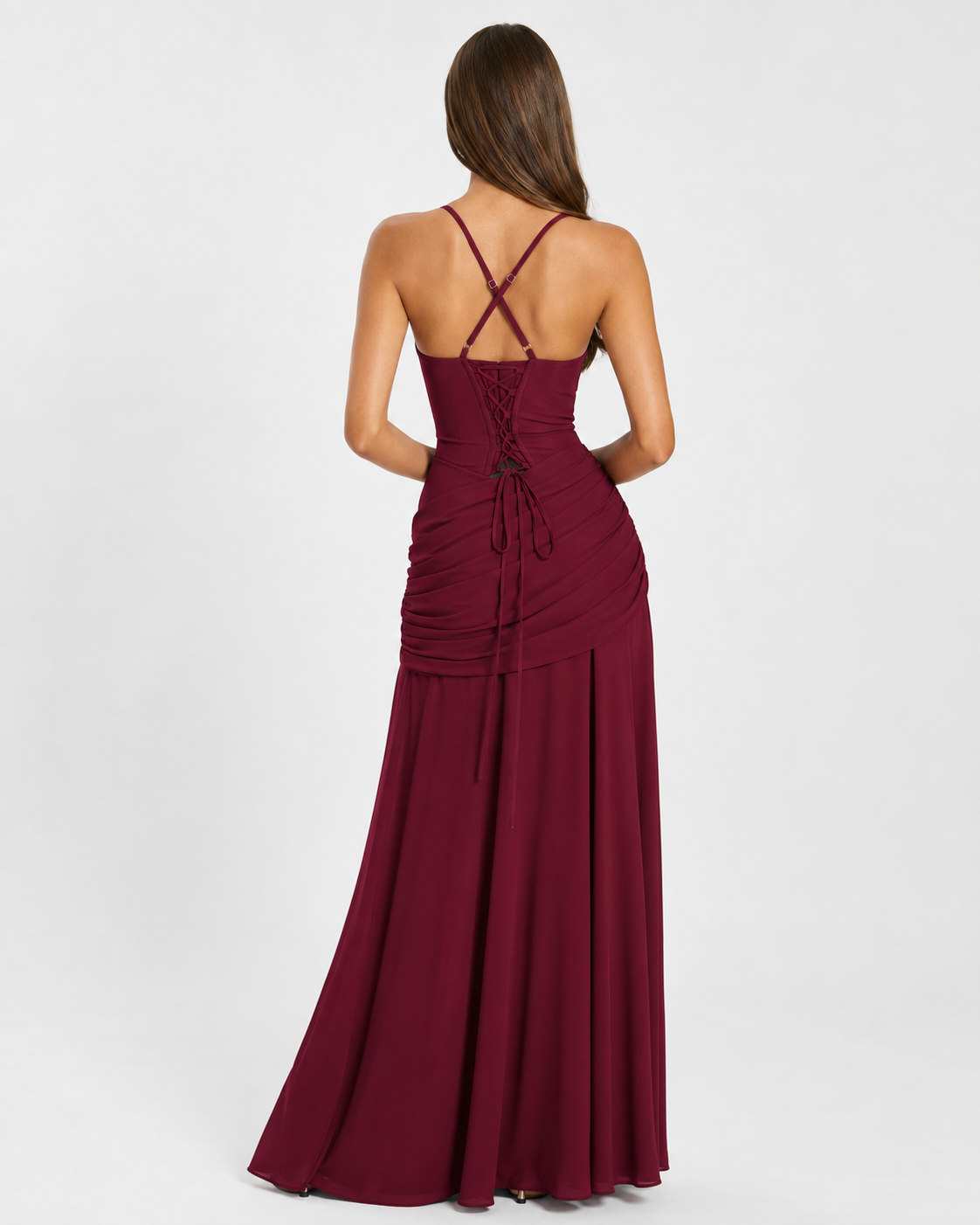 Noreia - Maxi jurk voor dames met een vierkante halslijn en strikdetail op de rug