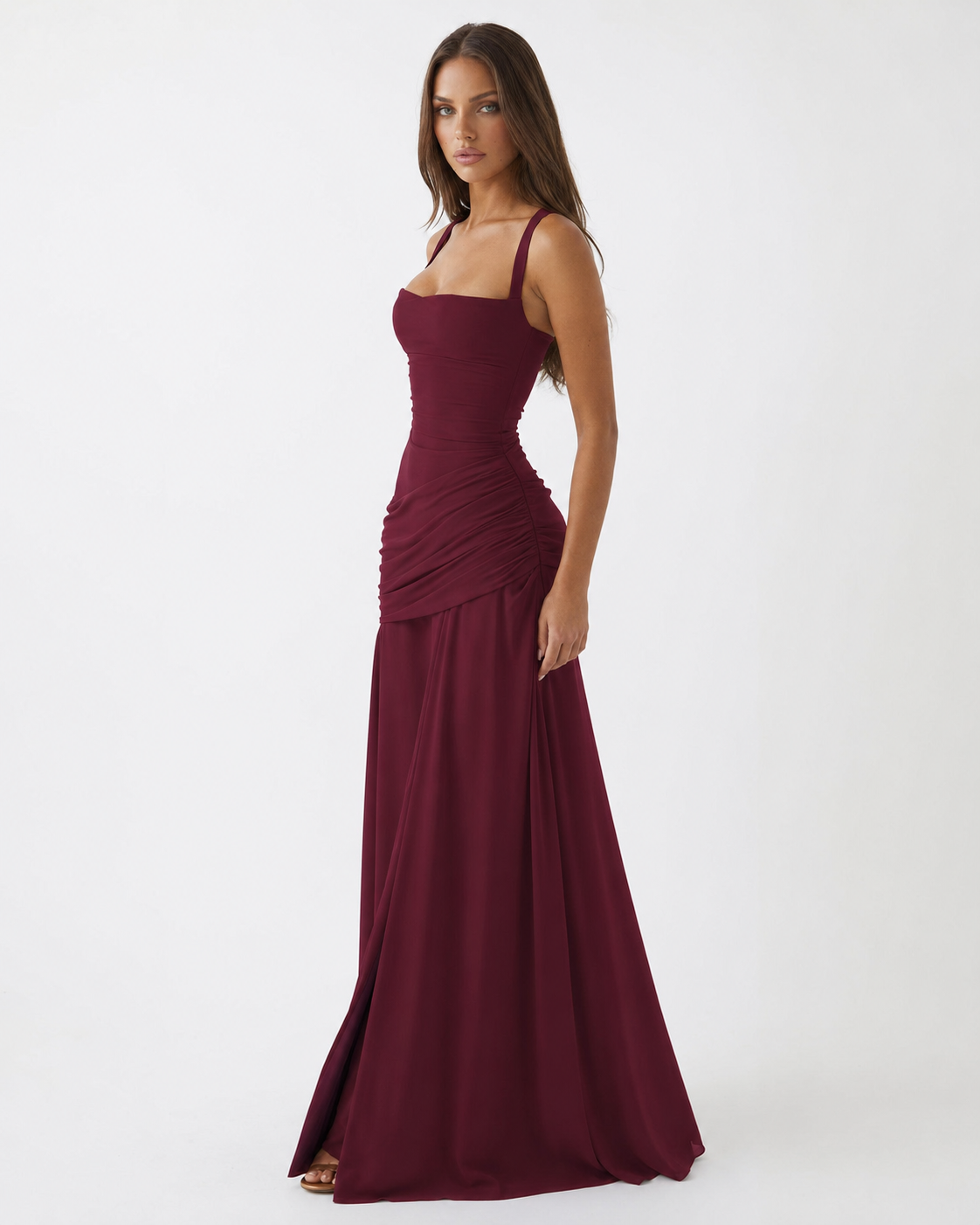 Noreia - Maxi jurk voor dames met een vierkante halslijn en strikdetail op de rug