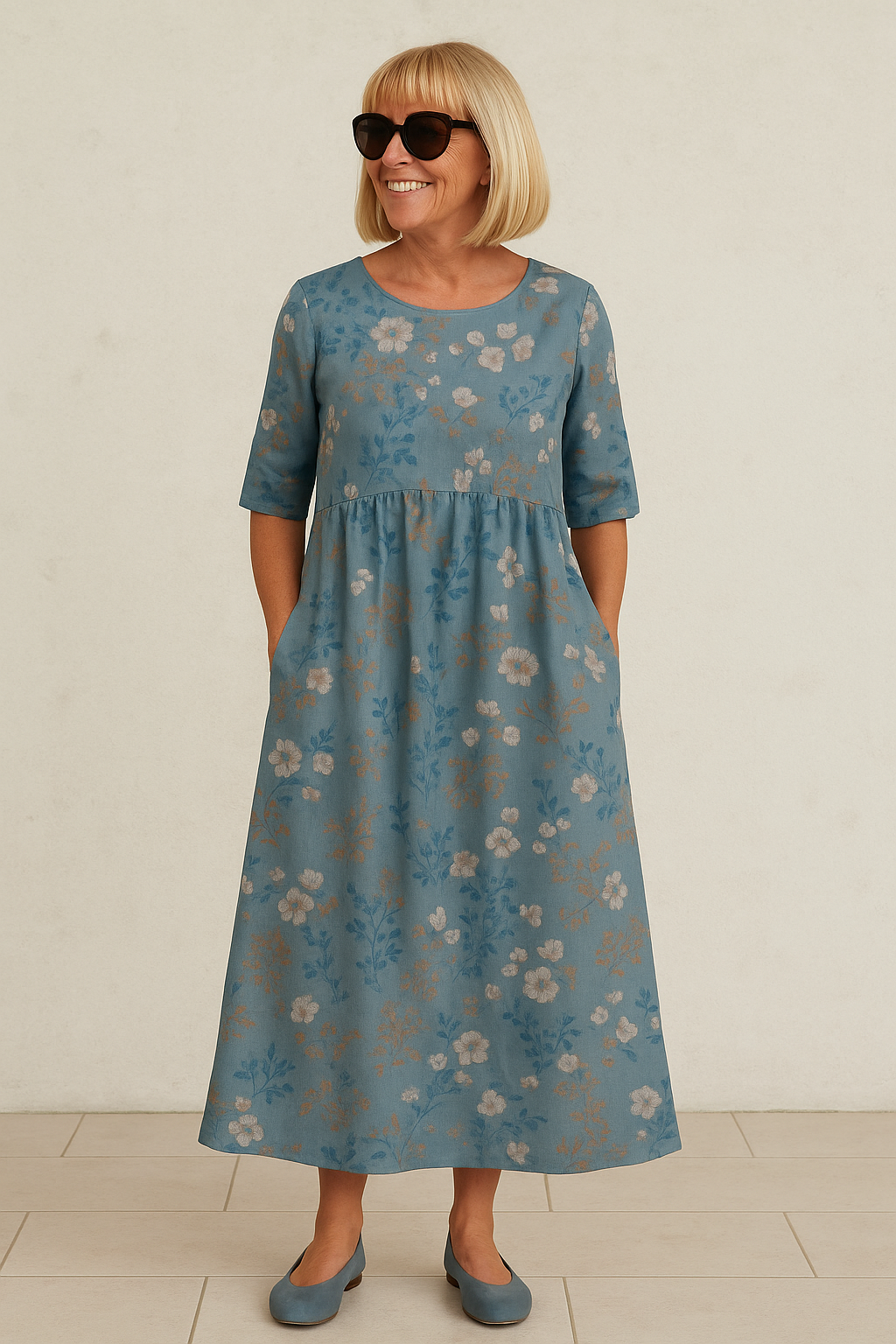 Gavessia - Midi jurk voor dames met een elegante casual print