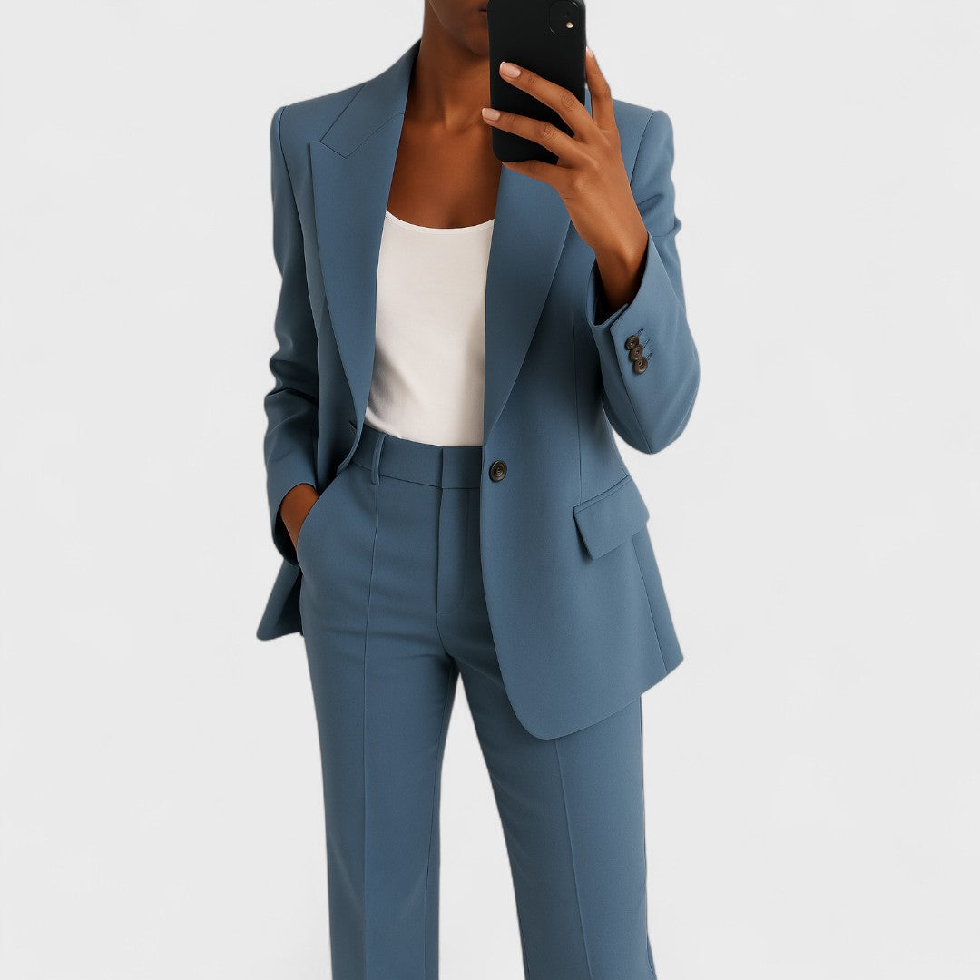 Marlou - Damespak met blazer en wijde broek