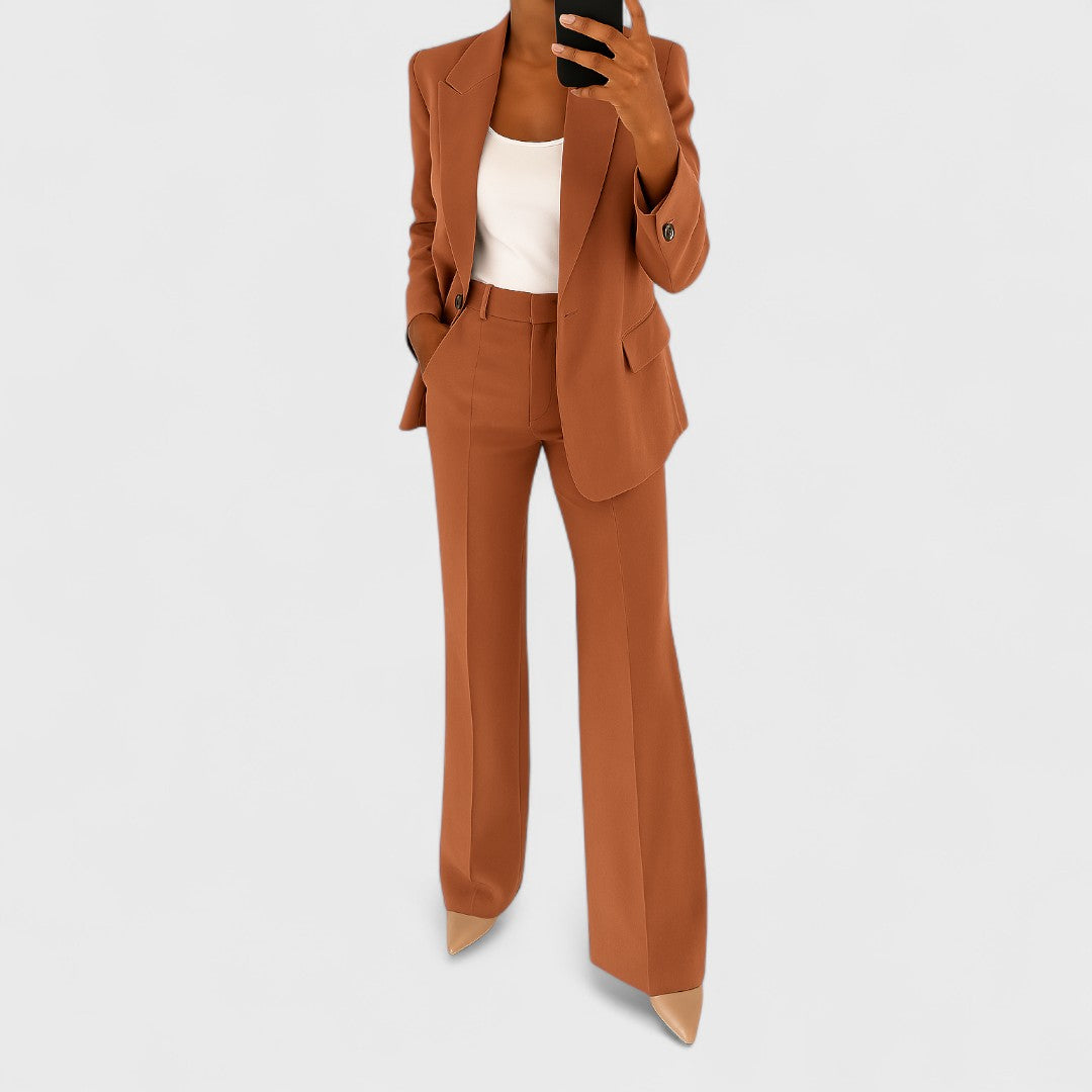 Marlou - Damespak met blazer en wijde broek