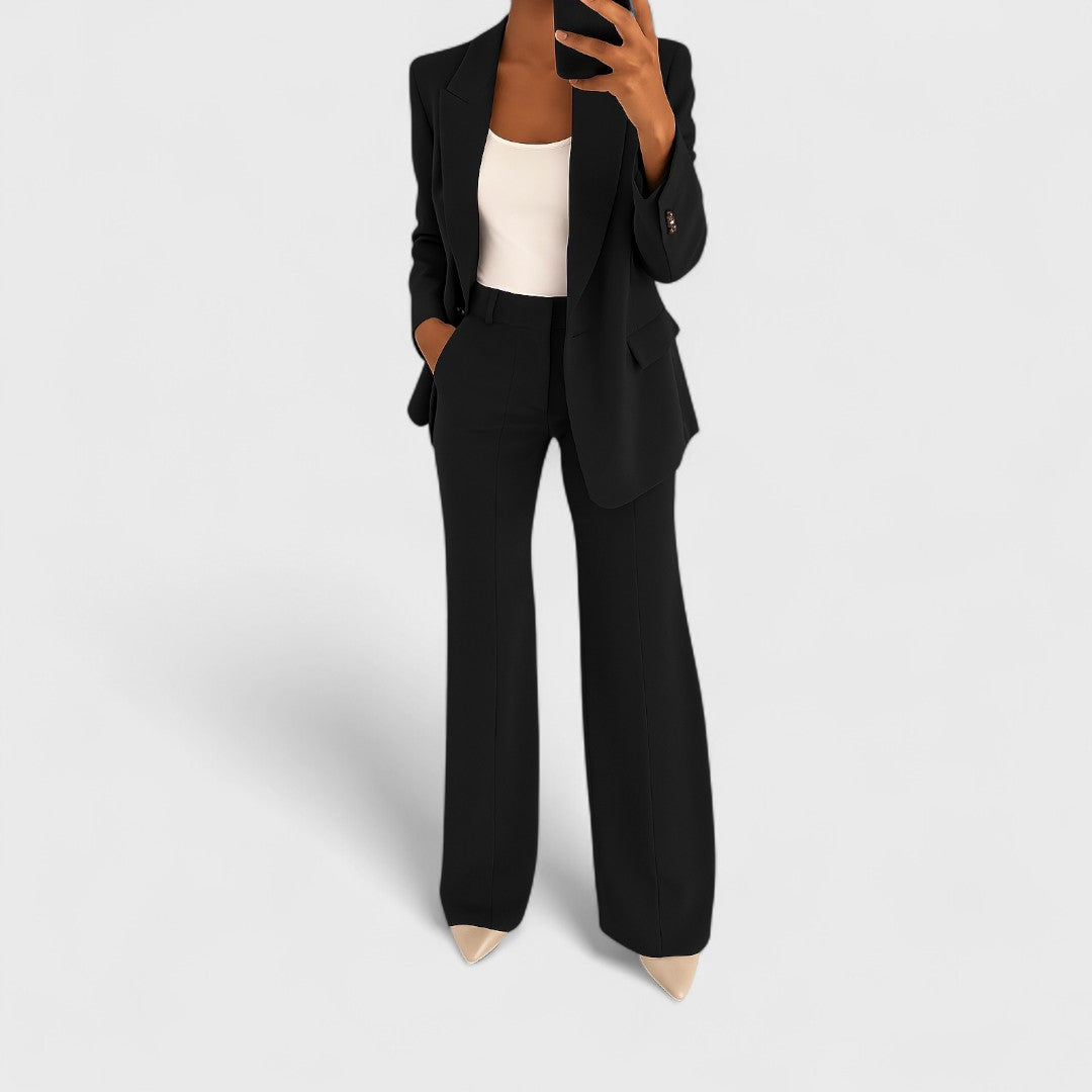 Marlou - Damespak met blazer en wijde broek