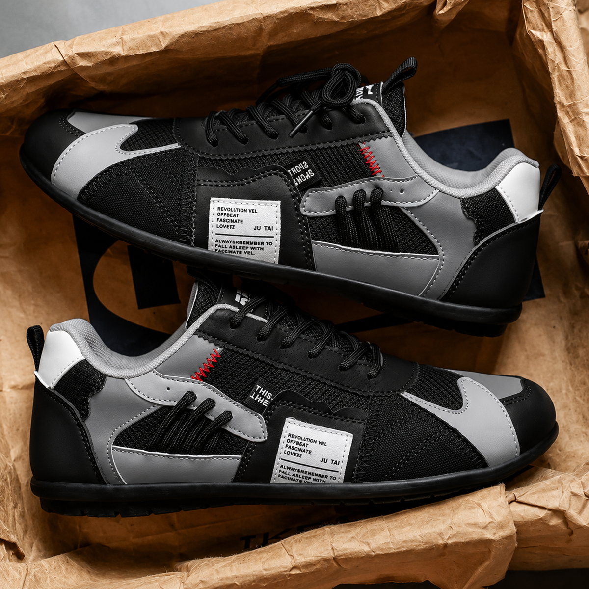Jasper - Retro heren sneakers met veters en contrasterende details