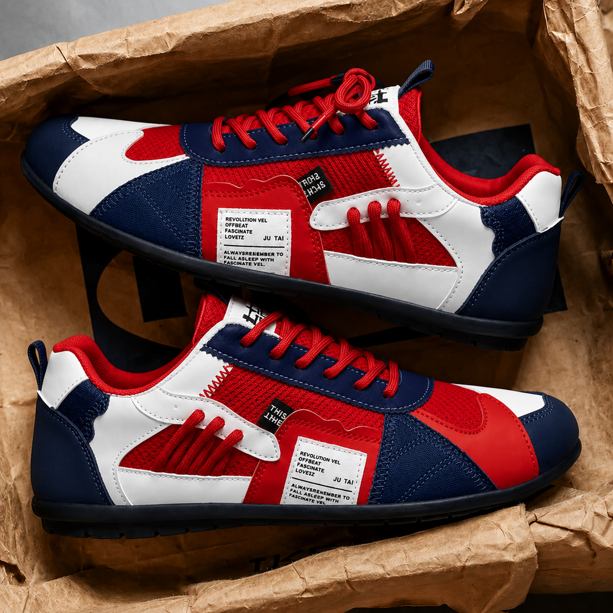 Jasper - Retro heren sneakers met veters en contrasterende details