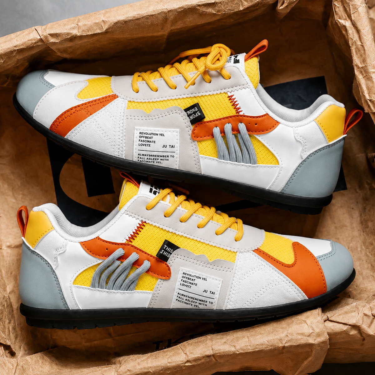 Jasper - Retro heren sneakers met veters en contrasterende details