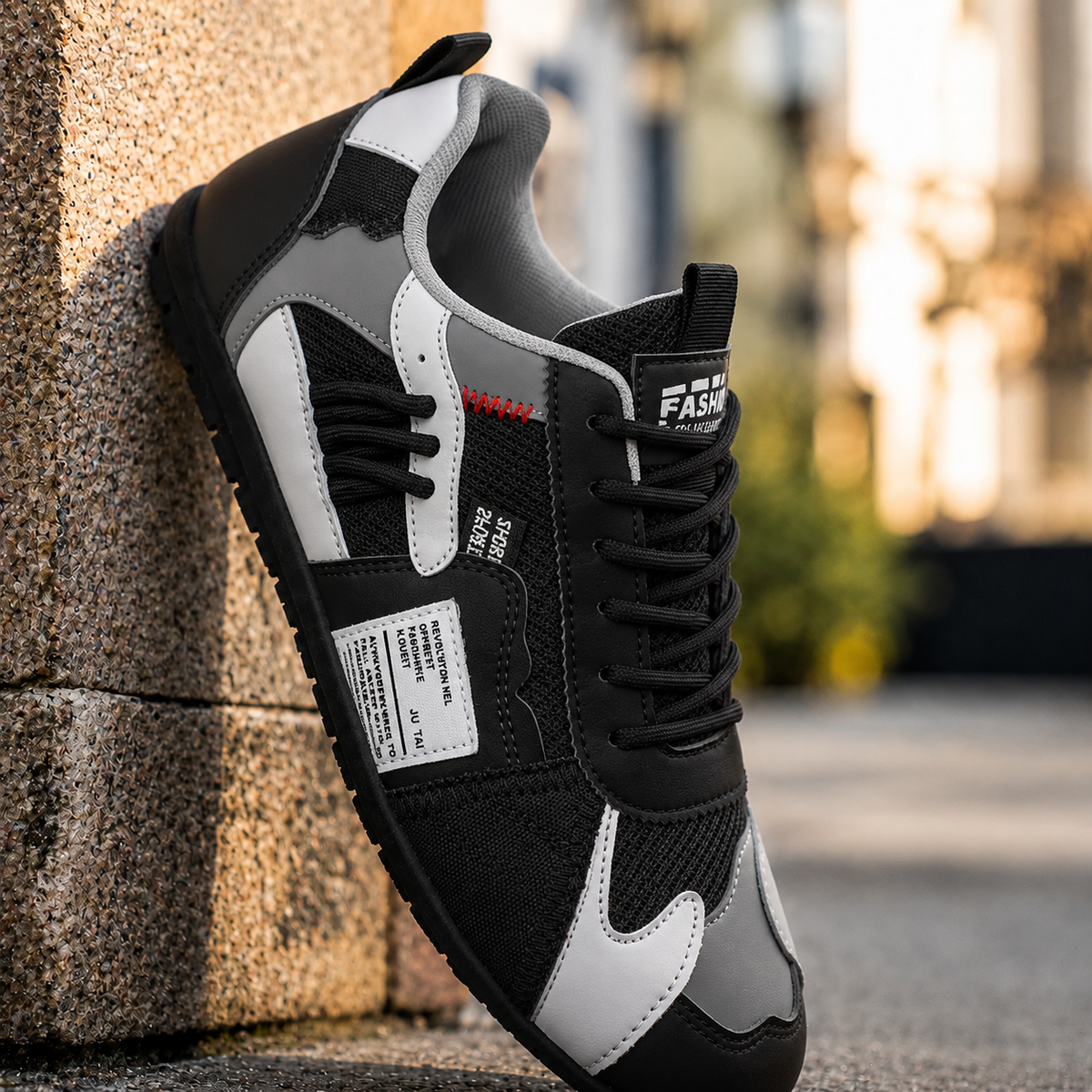 Jasper - Retro heren sneakers met veters en contrasterende details